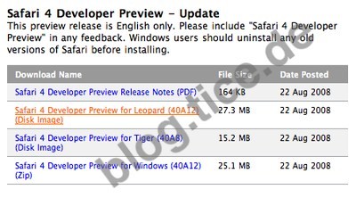 Safari 4 Dev Preview